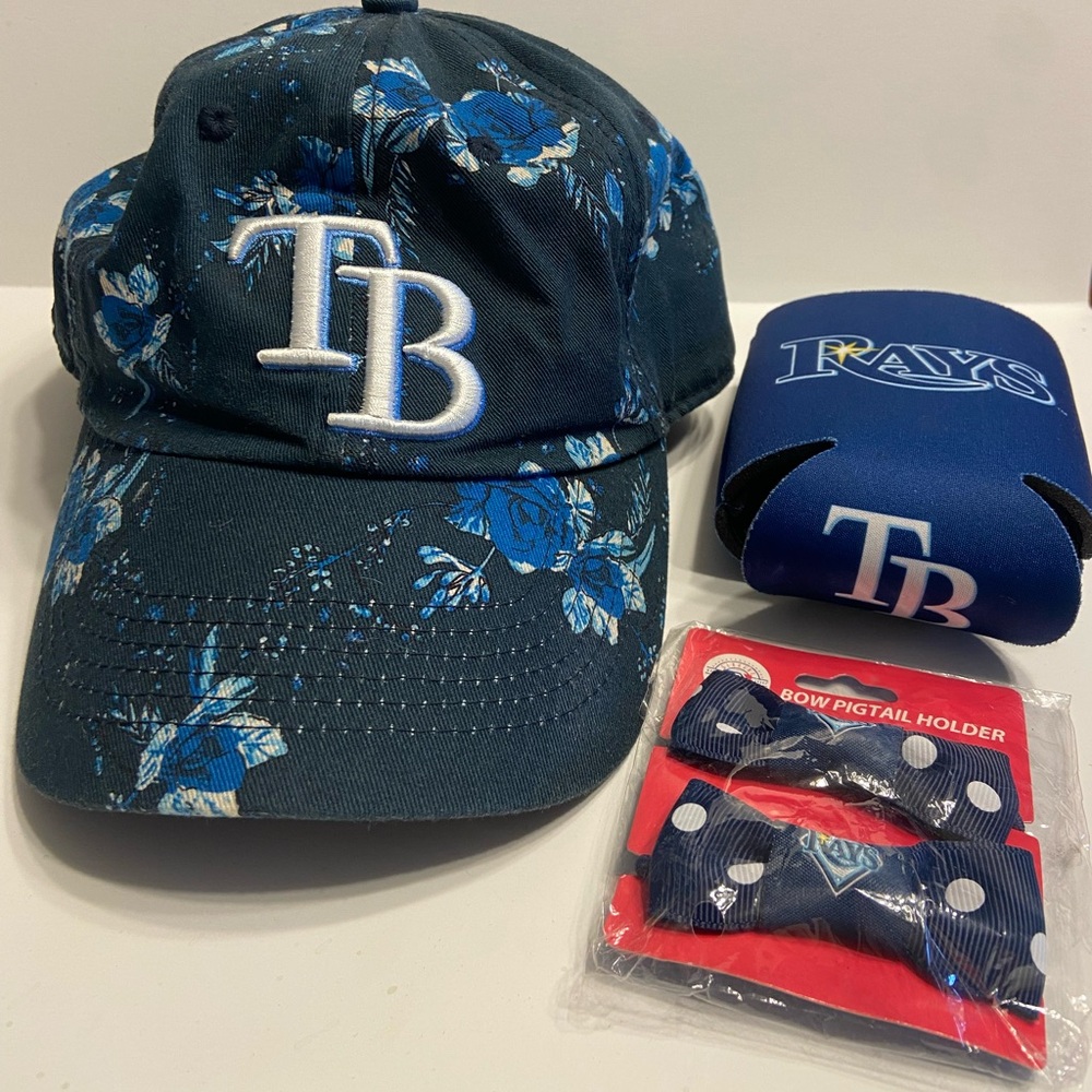 Ladies Tampa Bay Rays Floral Baseball Hat, Hair Ties and Coozie Cup